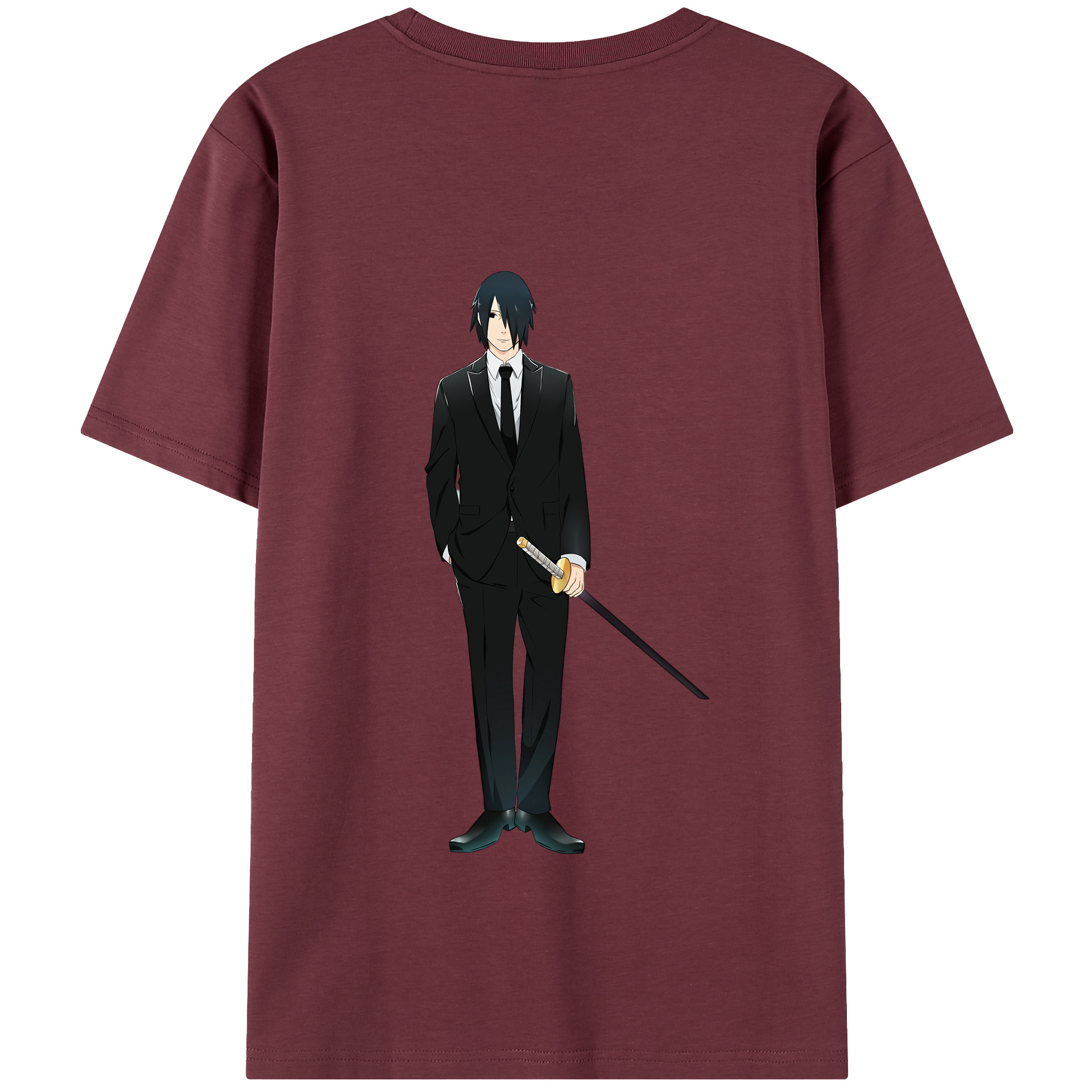 （画像用） NARUTO -ナルト- うちは サスケ Uchiha Sasuke 綿100％半袖Tシャツ（背面プリント）